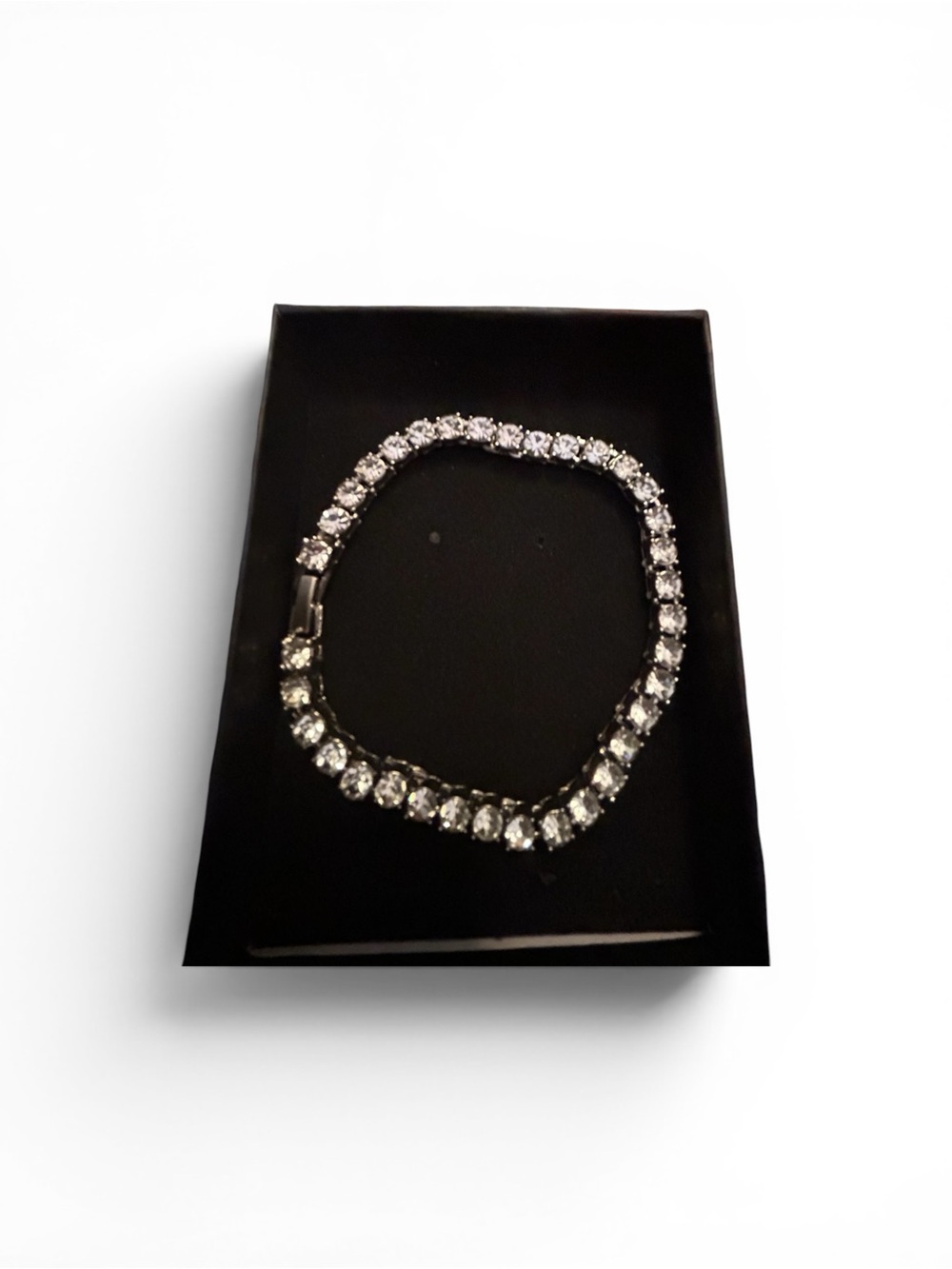 HH Bling Crystal Tennis Bracelet - Silver Clear Stones Men or Women